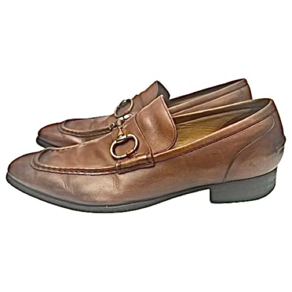 GUCCI Tan Leather Horsebit Loafers Men’s Size IT 8.5 / EU 42.5 / US 8.5